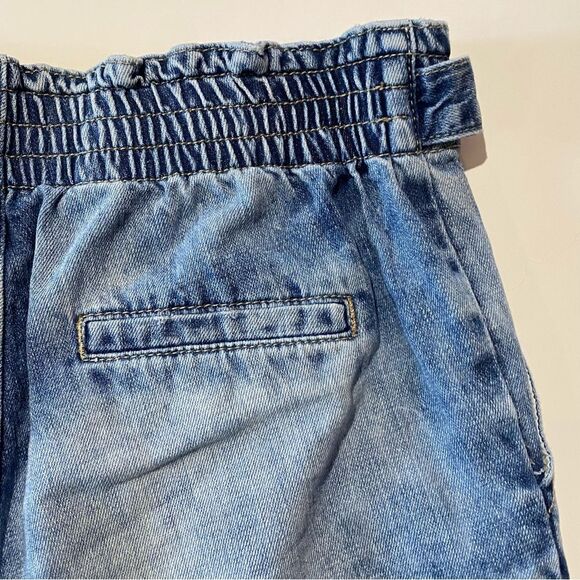 STS Blue Tie Front Paper Bag Waist Intentional Faded Denim Shorts Women's Size27 - Picture 8 of 14